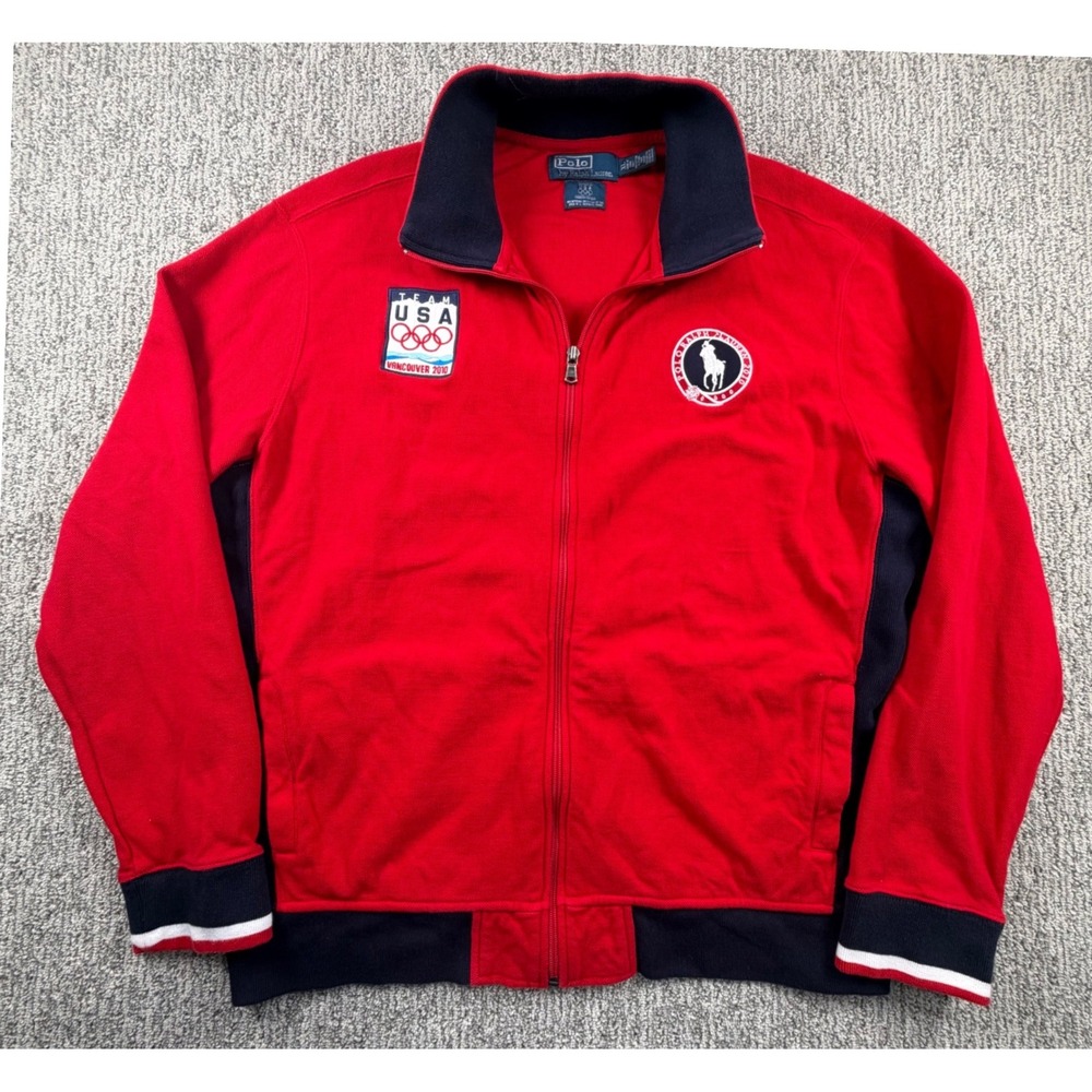 Polo Ralph Lauren Track Jacket Men XL Red Team USA Vancouver 2010 Olympics Zip